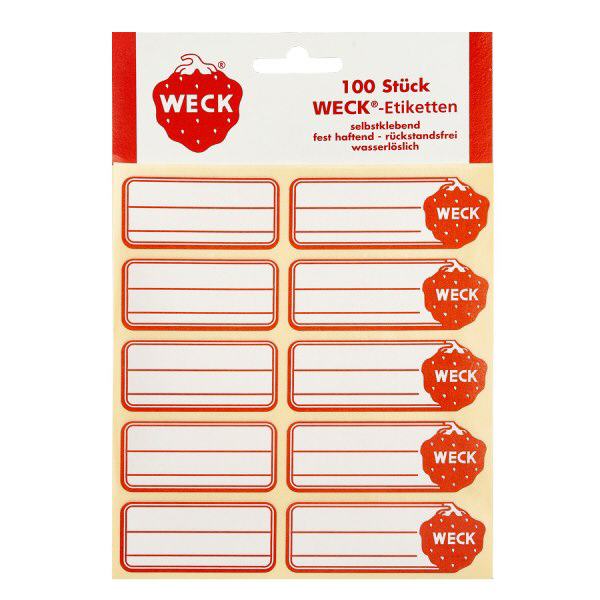 Etiquetas WECK de 19 x 13 mm (paquete(s) de 100 unidades) WECK etiquetas autoadhesivas 100 unidades rojo-blanco para tarros de conservas mermelada conservas etiquetado