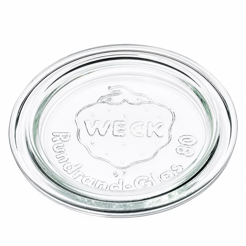 Tapa de cristal WECK RR80 Tapa de cristal WECK RR80 transparente con logotipo en relieve para tarros de conserva y mason jars