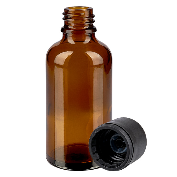 Botella 50ml 6mm tapón rosca negro estándar BrownLine UT18/50 Botella 50ml 6mm tapón rosca negro estándar BrownLine UT18/50