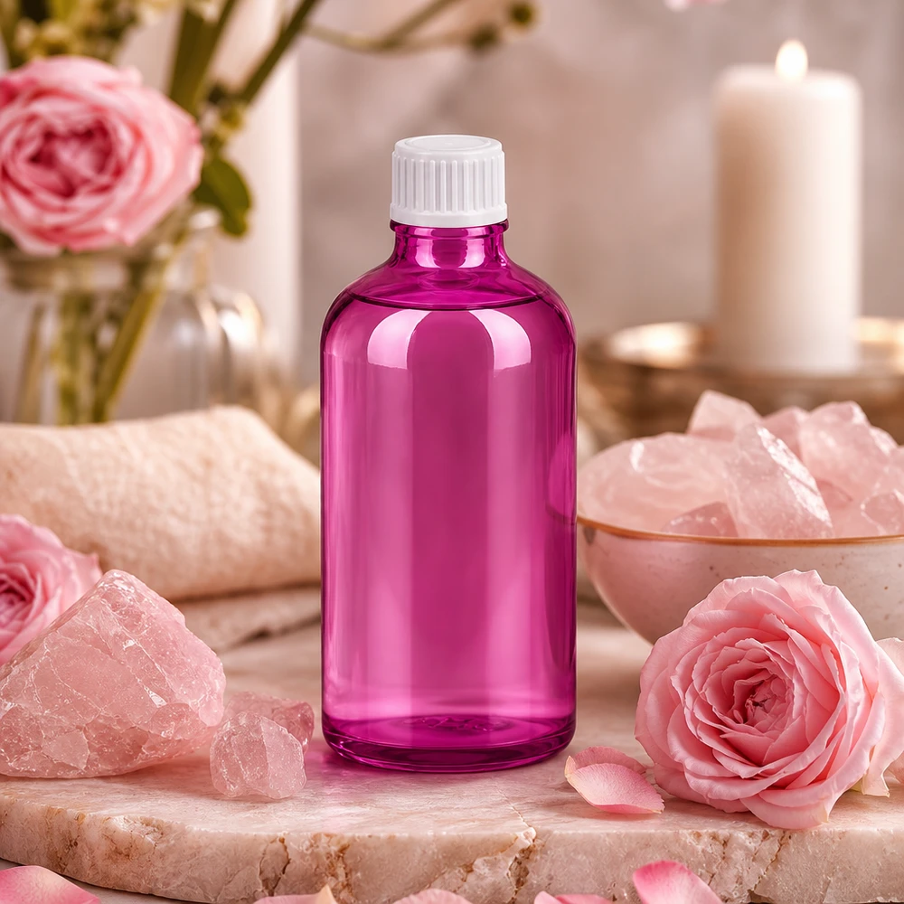 Frasco cuentagotas de 100ml 0,9mm blanco estándar PurpleLine UT18/100 Frasco cuentagotas de 100 ml de alta calidad en un elegante diseño morado con tapón cuentagotas profesional blanco