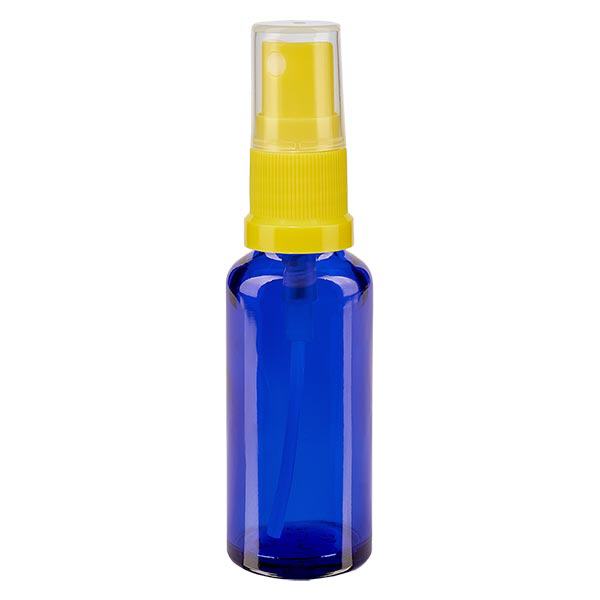 Botella de farmacia azul 30ml tapón pulverizador amarillo Botella de farmacia azul 30ml tapón pulverizador amarillo