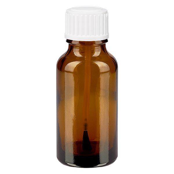 Botella de farmacia marrón 20ml tapón rosca cepillo blanco Botella de farmacia marrón 20ml tapón rosca cepillo blanco