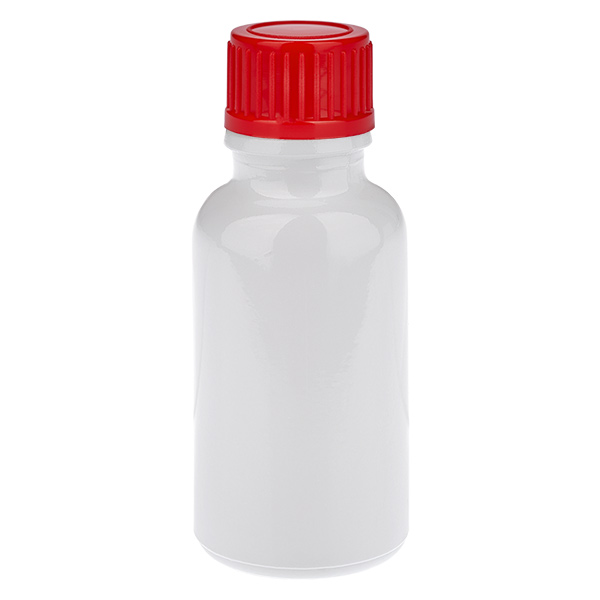 Botella de 20 ml con tapón de rosca rojo de 11 mm estándar WhiteLine UT18/20 Botella de 20 ml con tapón de rosca rojo de 11 mm estándar WhiteLine UT18/20