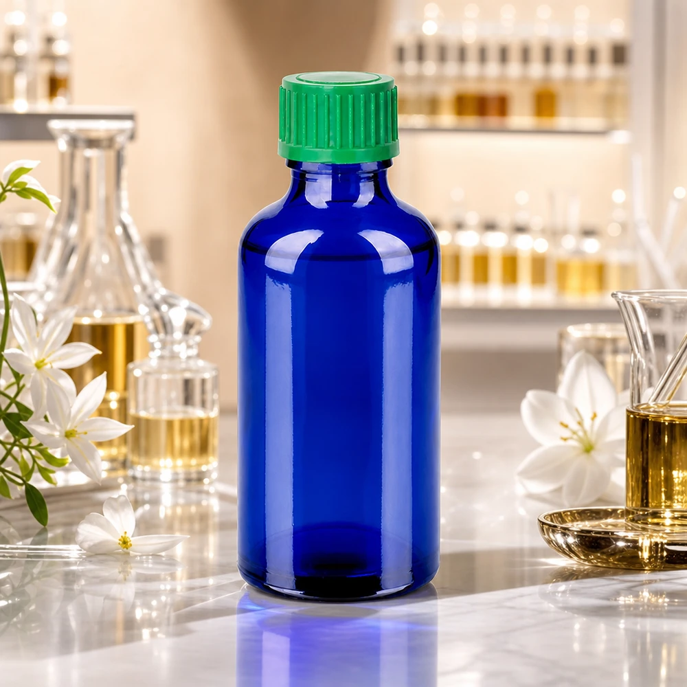 Frasco cuentagotas de 50 ml 0,8 mm verde Cierre estándar BlueLine UT18/50 Frasco cuentagotas 50 ml UT18/50 con abertura de 0,8 mm para dispensar gotas con precisión en farmacias y laboratorios