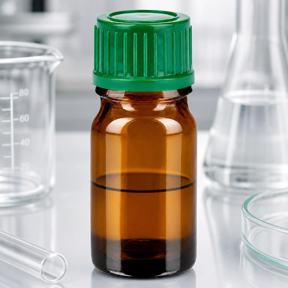 Frasco de 5 ml con tapón de rosca de 11 mm verde Estándar BrownLine UT18/5 Frasco de laboratorio de 5 ml de vidrio ámbar con protección UV y tapón de rosca verde de seguridad