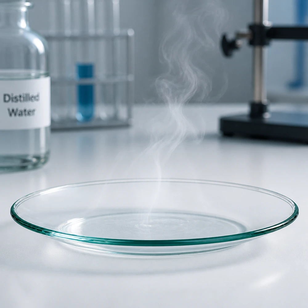 Plato de vidrio en forma de reloj ø80 mm Reloj vaporizador plato de vidrio 80mm muestra el proceso de evaporación en el laboratorio de química profesional
