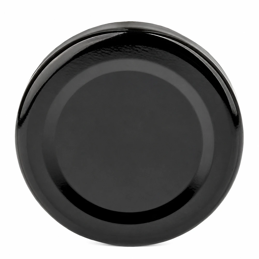 Tapa BasicSeal de 43 mm, negra (TO43) UNiTWIST Tapa de rosca BasicSeal de 43 mm, negra, modelo TO43, de UNiTWIST; vista superior sobre fondo blanco