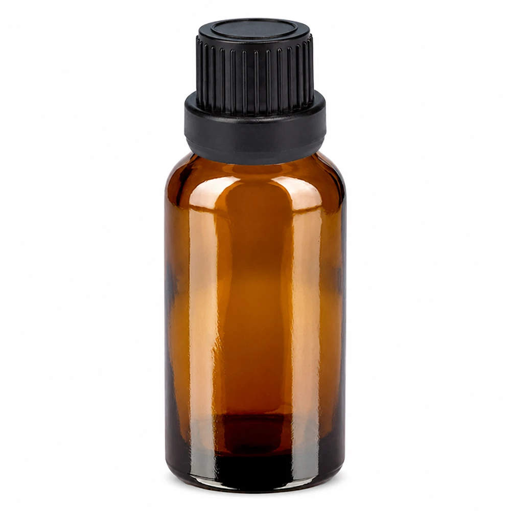 Frasco cuentagotas 20ml 2mm negro cierre inviolable BrownLine UT18/20 Frasco gotero de 20 ml marrón con tapón negro para aceites esenciales y tinturas