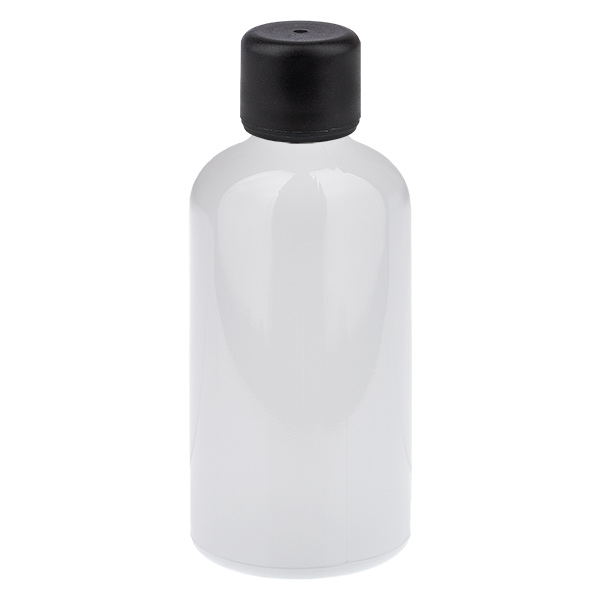 Frasco de 100 ml con tapón de rosca de 6 mm negro estándar WhiteLine UT18/100 Frasco de 100 ml con tapón de rosca de 6 mm negro estándar WhiteLine UT18/100