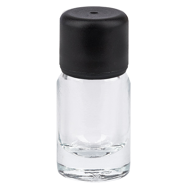 Frasco de 5 ml con tapón de rosca de 6 mm negro estándar ClearLine UT18/5 Frasco de 5 ml con tapón de rosca de 6 mm negro estándar ClearLine UT18/5