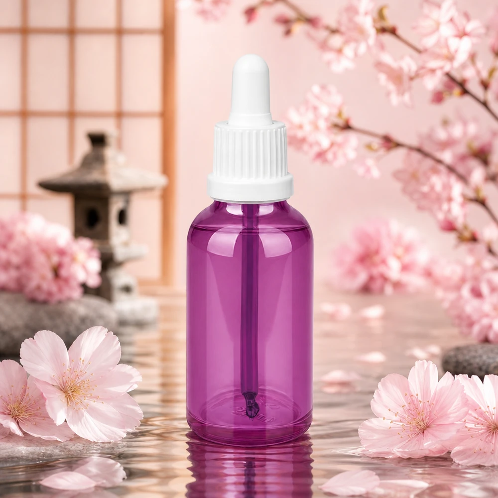 Frasco pipeta de 30 ml de plástico de alta calidad en color púrpura para un almacenamiento seguro de los sueros