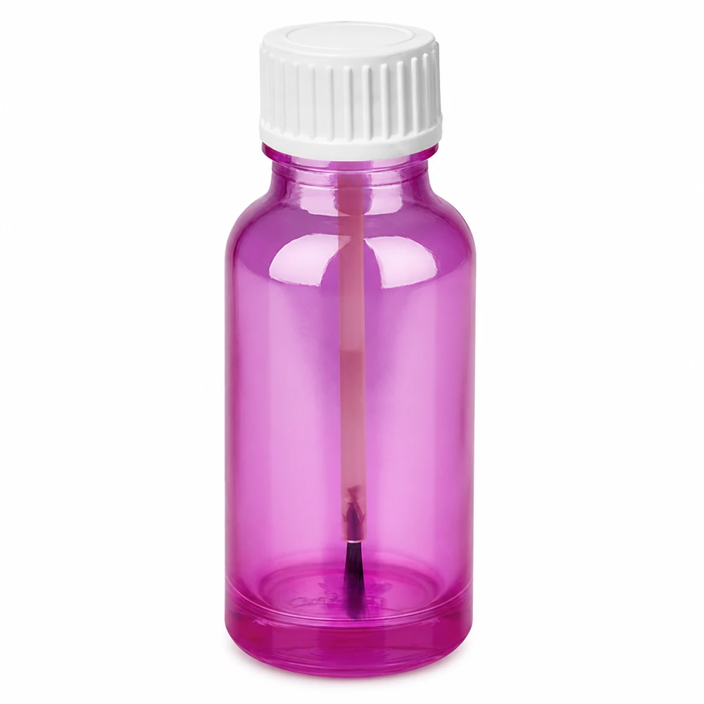Frasco pincel 20ml blanco estándar PurpleLine UT18/20 Frasco pincel 20ml cristal morado con tapón blanco para esmalte de uñas y cosméticos