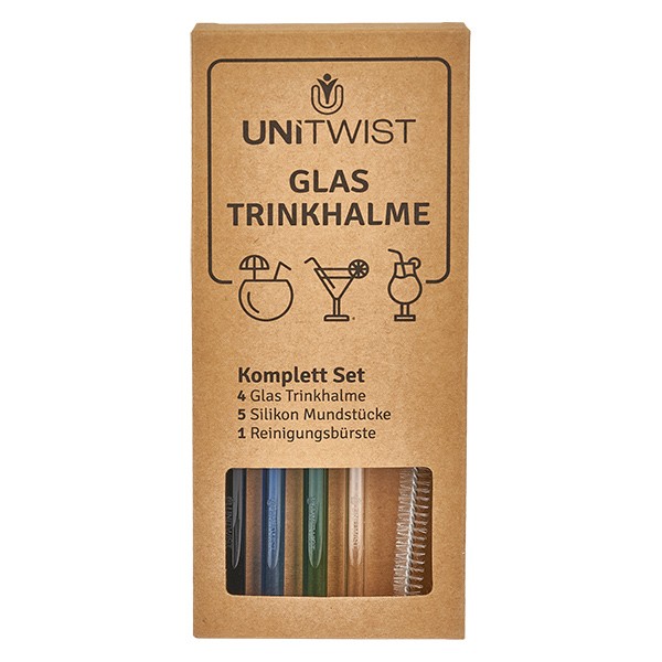 Juego de pajitas de vidrio de colores con puntas blandas UNiTWIST Juego de pajitas de vidrio de colores con puntas blandas UNiTWIST