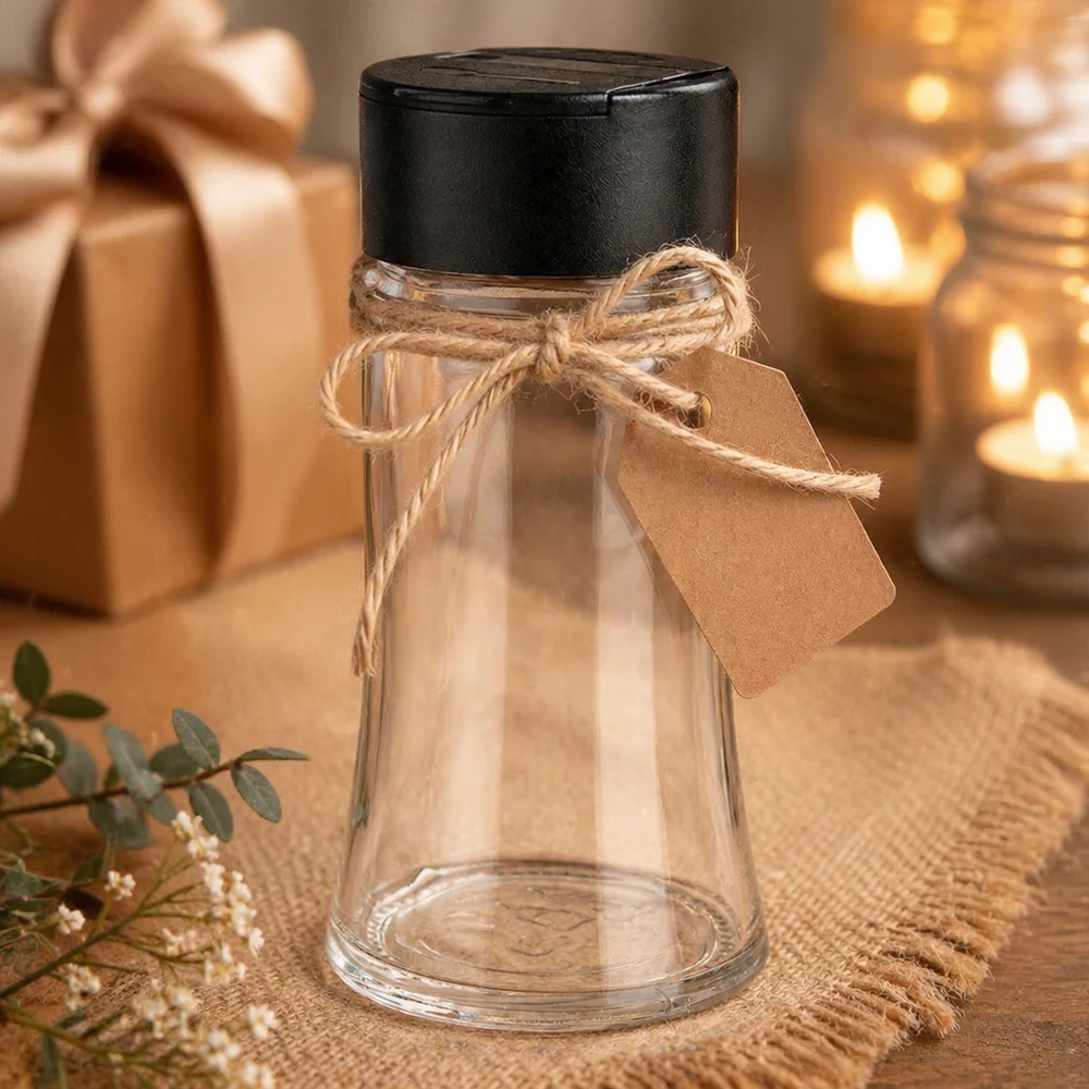 Frasco para sal y especias de 95 ml con dosificador doble negro