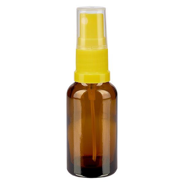 Botella de farmacia marrón 20ml spray top amarillo Botella de farmacia marrón 20ml spray top amarillo
