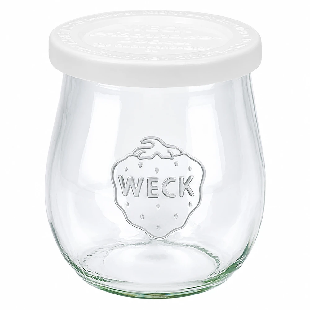 Tarro de tulipa de 220 ml con tapa hermética WECK RR60 Tarro tulipán WECK 220ml con tapa blanca RR60 - tarro de cristal para conservas y almacenaje