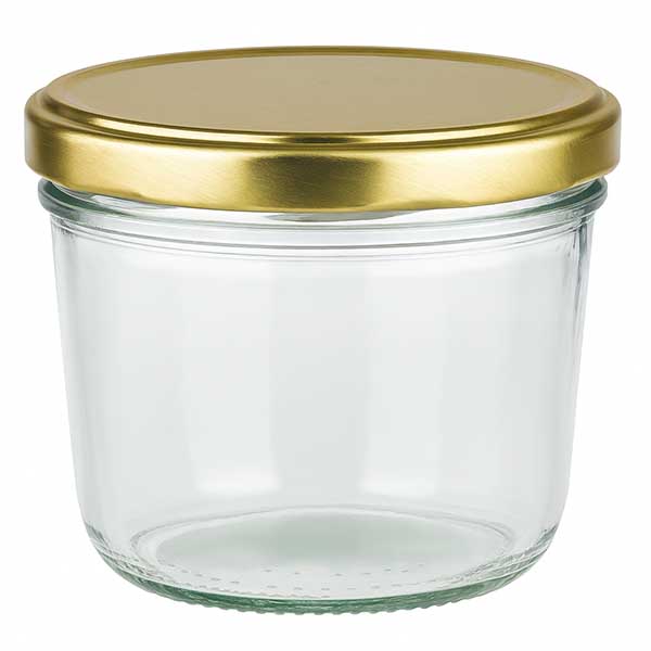 Tarro de cristal de 230 ml con tapa dorada BasicSeal UNiTWIST - tarro de cristal vacío con tapa de rosca de cristal