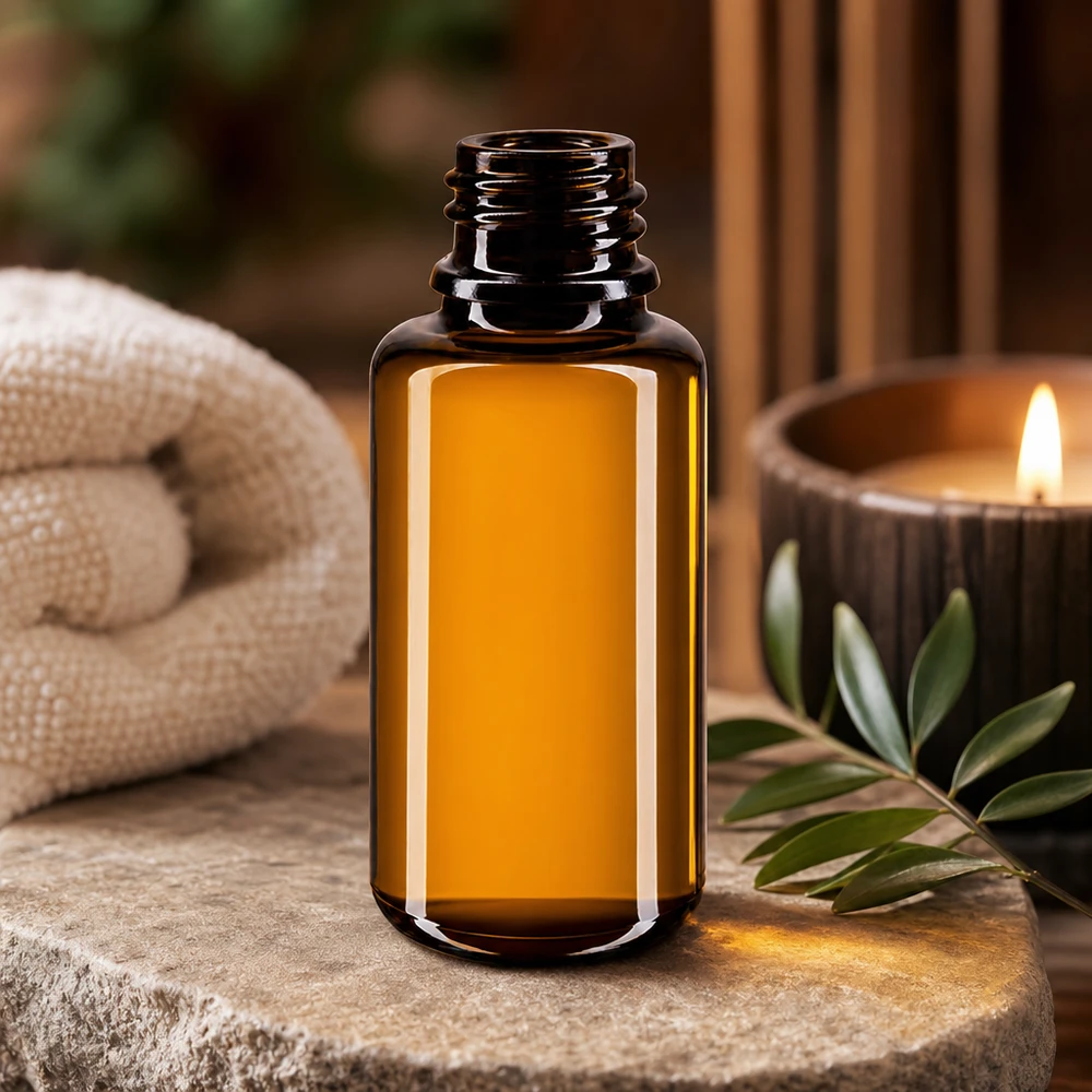 Pequeño frasco cuentagotas Orion de 20 ml de vidrio violeta de Mirón para aromaterapia y bienestar