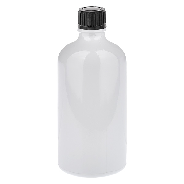 Frasco de 100 ml con tapón de rosca de 11 mm negro estándar WhiteLine UT18/100 Frasco de 100 ml con tapón de rosca de 11 mm negro estándar WhiteLine UT18/100