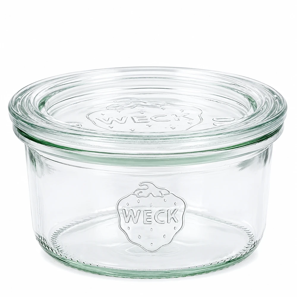 Vasos de 165ml con tapa de cristal WECK RR80 WECK Tarro de cristal de 165 ml con tapa RR80 Tarro de cristal transparente para conservar y almacenar