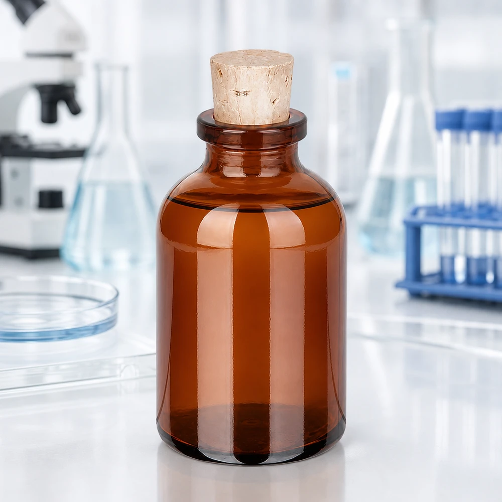 Botella de vidrio ámbar 30ml con corcho 11/14mm 30ml Flasche aus bernsteinfarbenem Glas mit Korkstopfen Größe 11/14mm