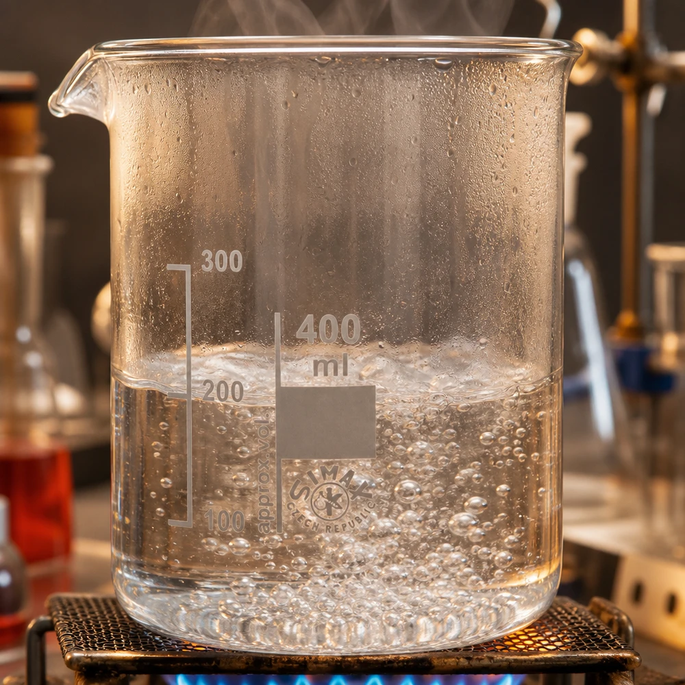 Vaso de 400 ml resistente al calor con mechero Bunsen para calentar líquidos en el laboratorio
