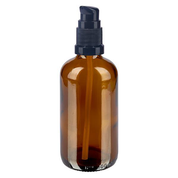 Botella de farmacia marrón 100ml tapón pulverizador negro estándar Botella de farmacia marrón 100ml tapón pulverizador negro estándar