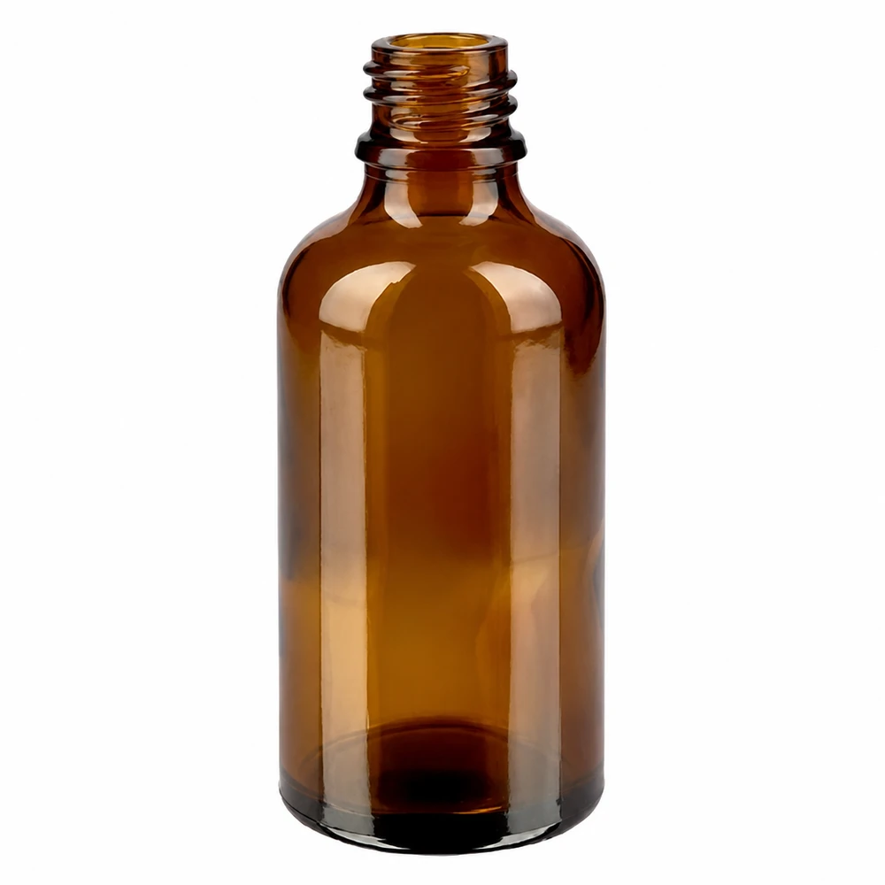 Frasco de vidrio marrón de 50 ml con tapón cuentagotas para aceites esenciales y cosméticos