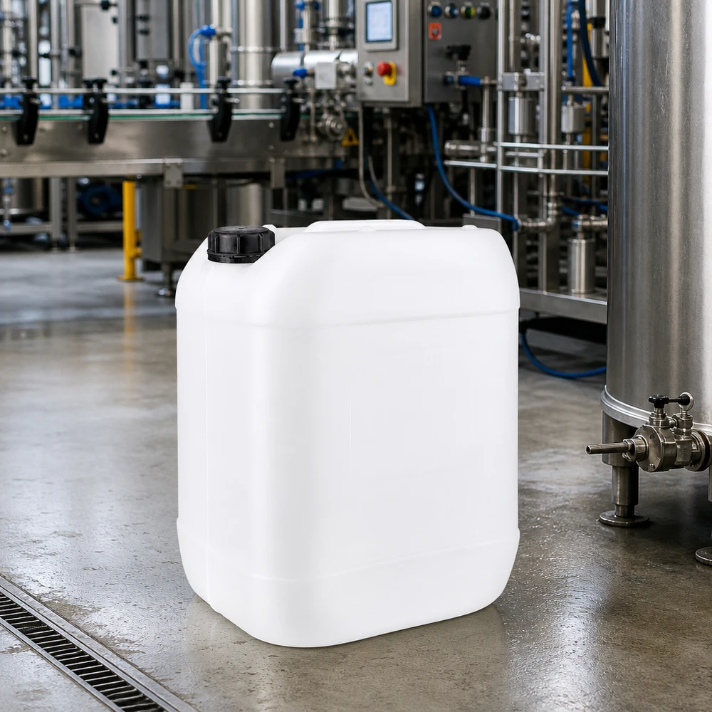 Bidón de plástico de 20 litros apto para uso alimentario, con tapón original, para uso industrial y comercial