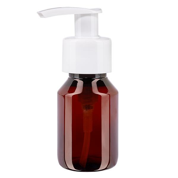 Botella PET 50ml con bomba dispensadora blanca Botella PET 50ml con bomba dispensadora blanca