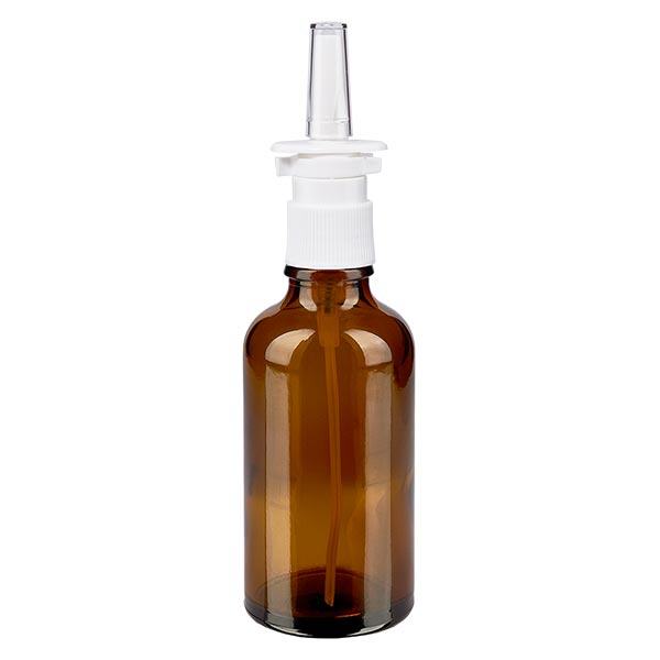 Botella de farmacia marrón 50ml spray nasal blanco estándar Botella de farmacia marrón 50ml spray nasal blanco estándar