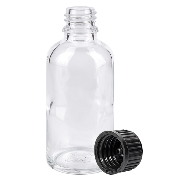 Frasco 50ml tapón rosca 11mm negro Estándar ClearLine UT18/50 Frasco 50ml tapón rosca 11mm negro Estándar ClearLine UT18/50