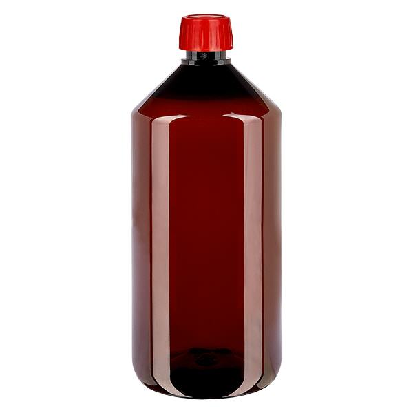 Botella PET 1000ml con tapón de rosca desgasificador rojo Botella PET 1000ml con tapón de rosca desgasificador rojo