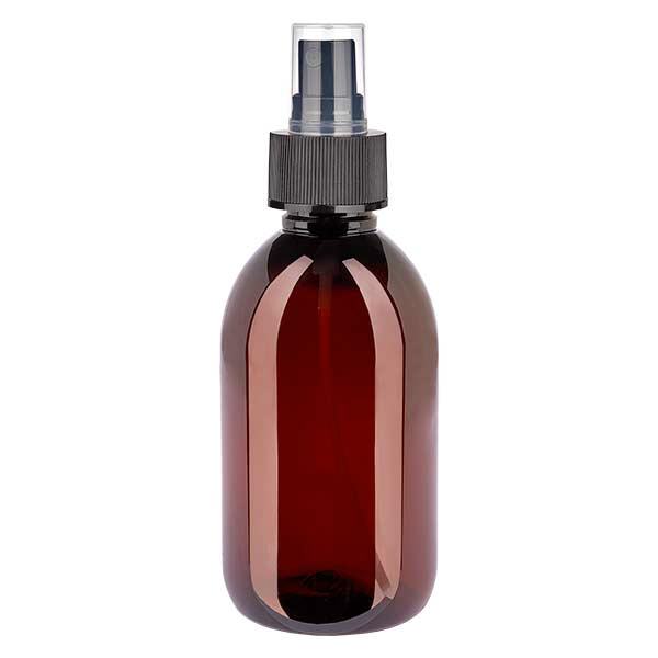 Botella PET 250ml con atomizador negro Botella PET 250ml con atomizador negro