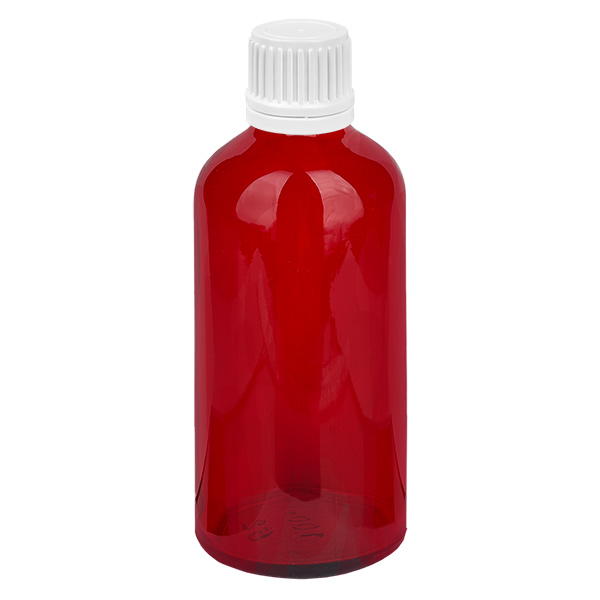 Botella de 100 ml con tapón de rosca de 11 mm blanco con precinto de seguridad RedLine UT18/100 Botella de 100 ml con tapón de rosca de 11 mm blanco con precinto de seguridad RedLine UT18/100