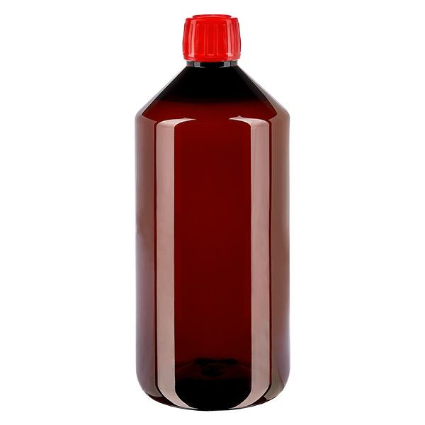 Botella PET 1000ml con tapón rojo inviolable Botella PET 1000ml con tapón rojo inviolable