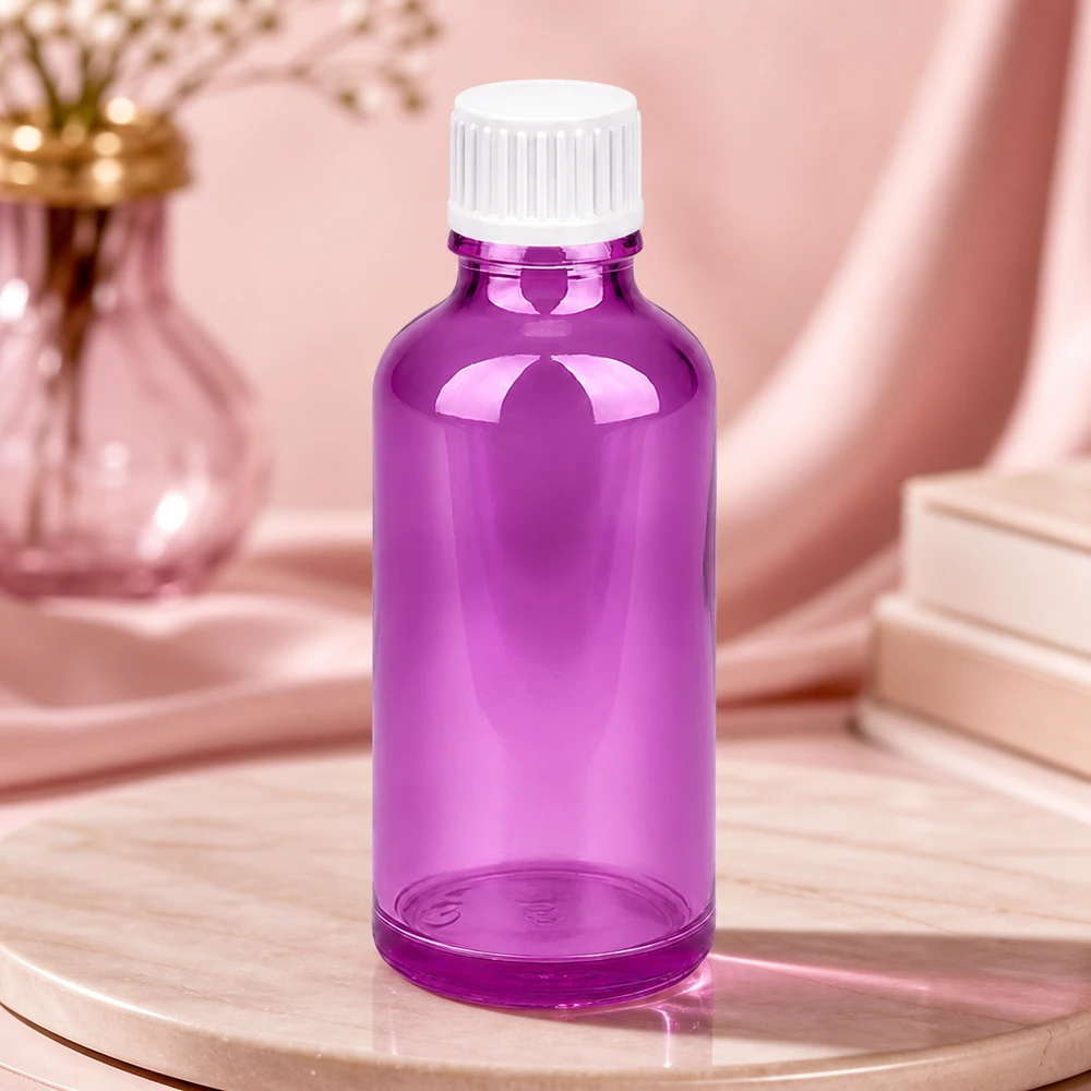 Frasco cuentagotas de 50ml 0,9mm blanco estándar PurpleLine. UT18/50 Frasco cuentagotas morado de 50 ml con pico cuentagotas preciso de 0,9 mm para esencias para el cuidado de la piel