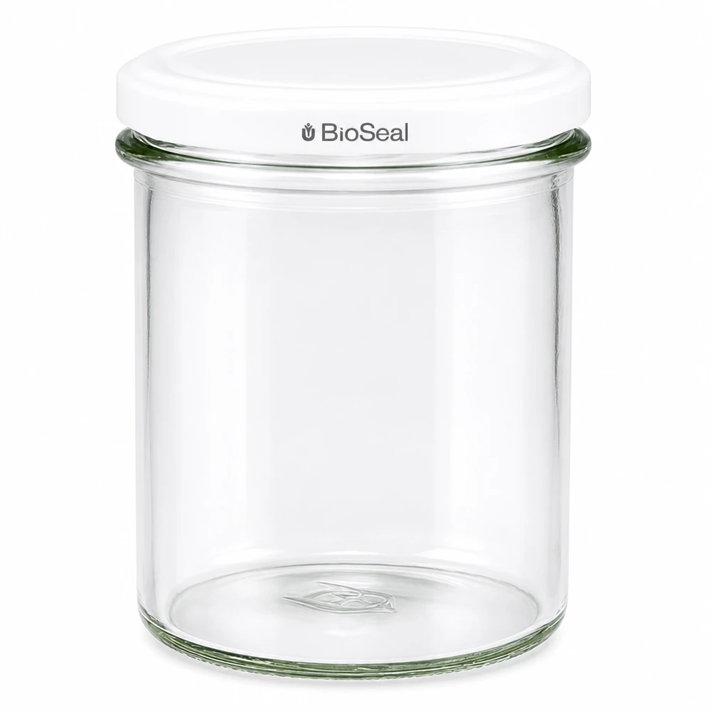 Vasos de 350 ml con tapa blanca BioSeal UNiTWIST Tarro de conserva UNiTWIST Sturz350 con tapa blanca TO82 BioSeal tarro de cristal transparente tarro de conserva