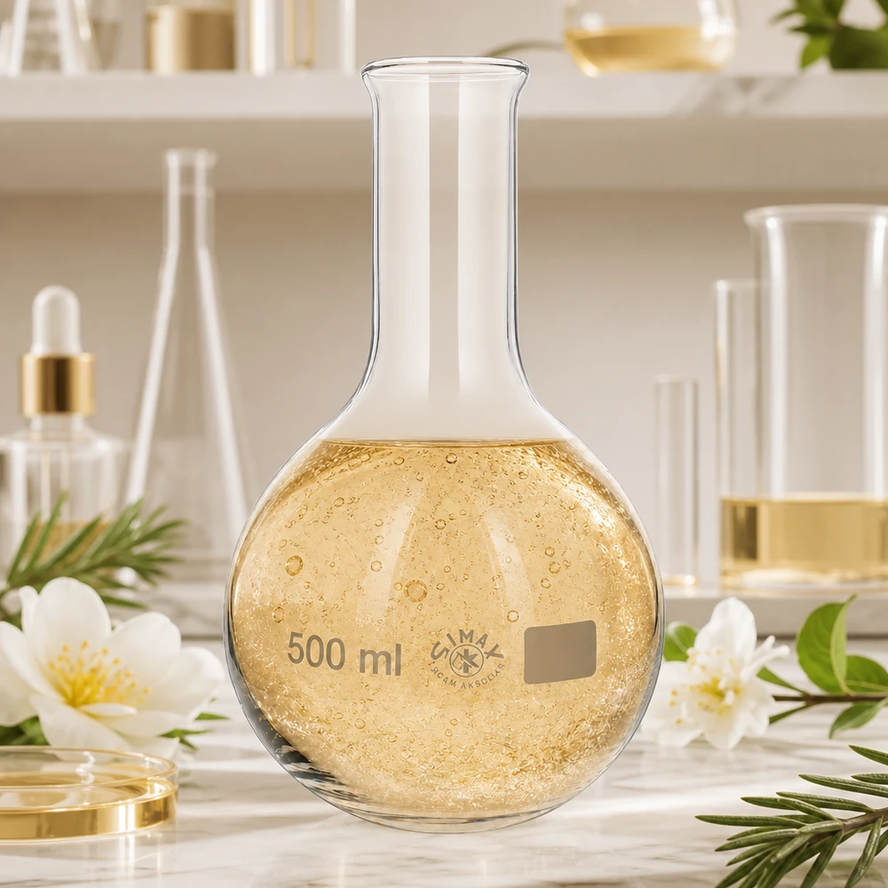 Frasco de fondo redondo y cuello estrecho de 500 ml con soporte estable para trabajos de laboratorio y experimentos seguros