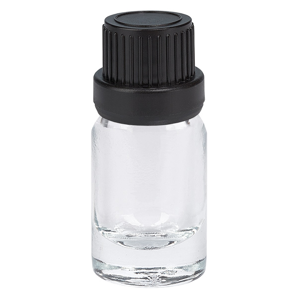 Frasco cuentagotas de 5 ml con tapón inviolable negro de 2 mm ClearLine UT18/5 Frasco cuentagotas de 5 ml con tapón inviolable negro de 2 mm ClearLine UT18/5