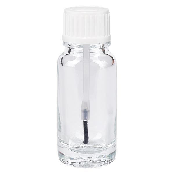 Botella de farmacia transparente 10ml tapón rosca cepillo blanco Botella de farmacia transparente 10ml tapón rosca cepillo blanco
