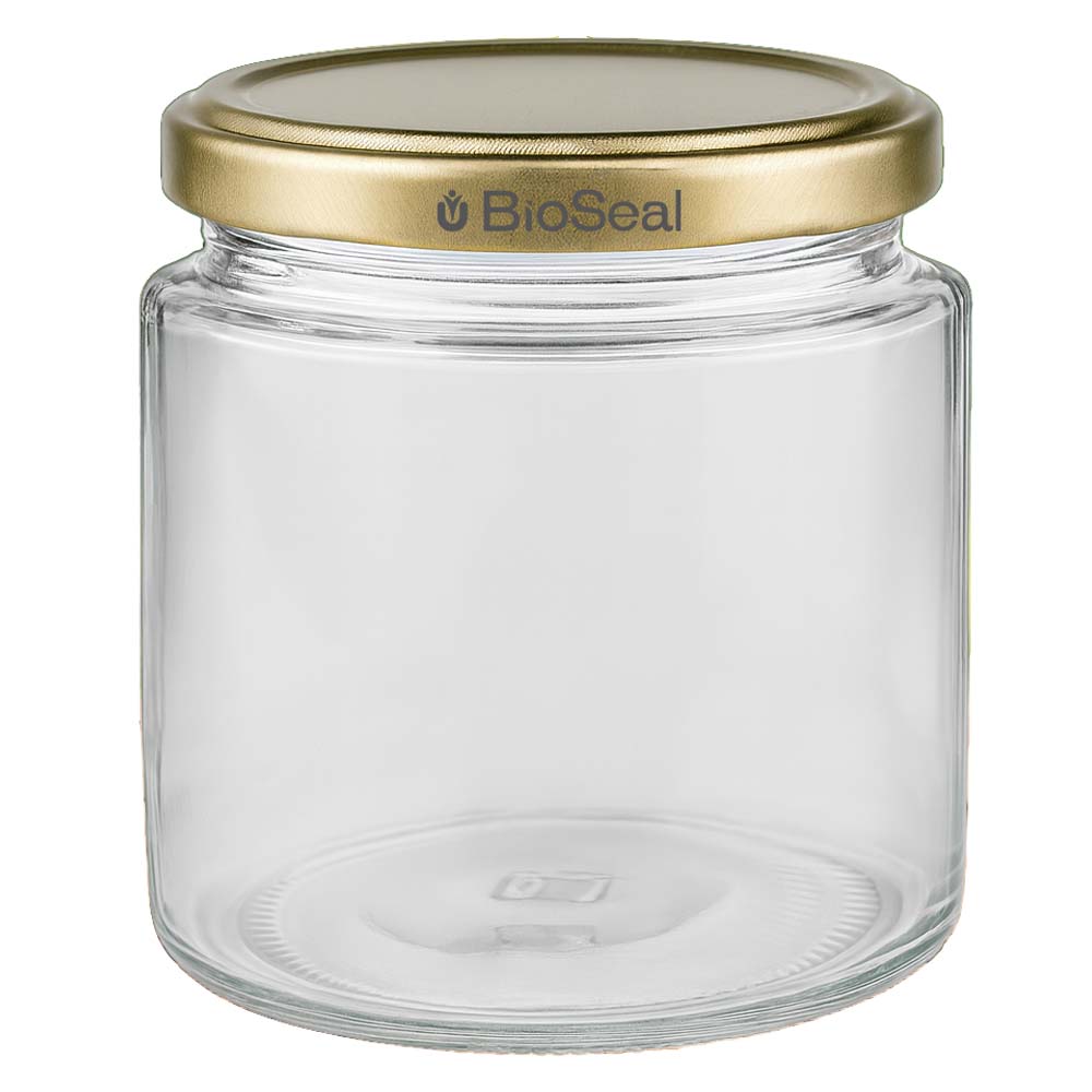 Tarro para miel de 350 g con tapa dorada BioSeal UNiTWIST
