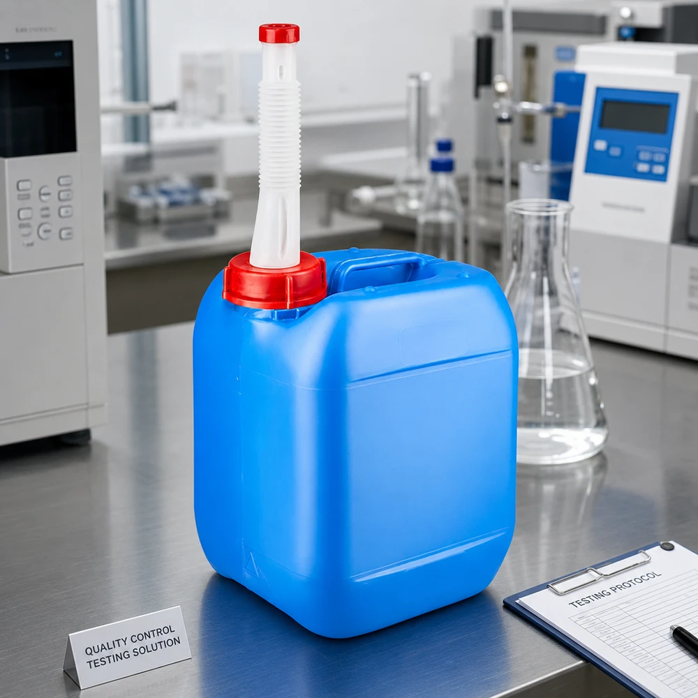 Recipiente resistente para el control de calidad, de 5 litros, color azul, con tubo de salida flexible, para entornos de laboratorio profesionales