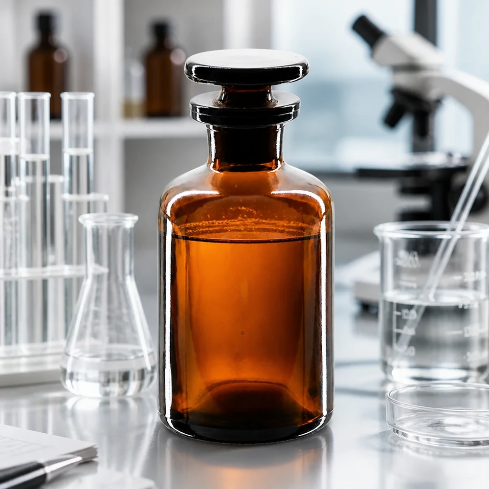 Botella de hombro redondo 50ml marrón cuello estrecho tapón de vidrio Botella de vidrio ámbar de hombros redondeados, de 50 ml, cuello estrecho y tapón de vidrio, para productos químicos de laboratorio
