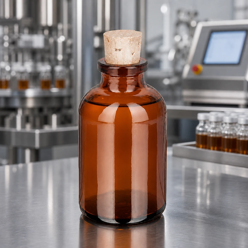 Botella de vidrio ámbar 30ml con corcho 11/14mm Robuste Braunglas Sammelflasche 30ml mit Naturkorken für Tinkturen