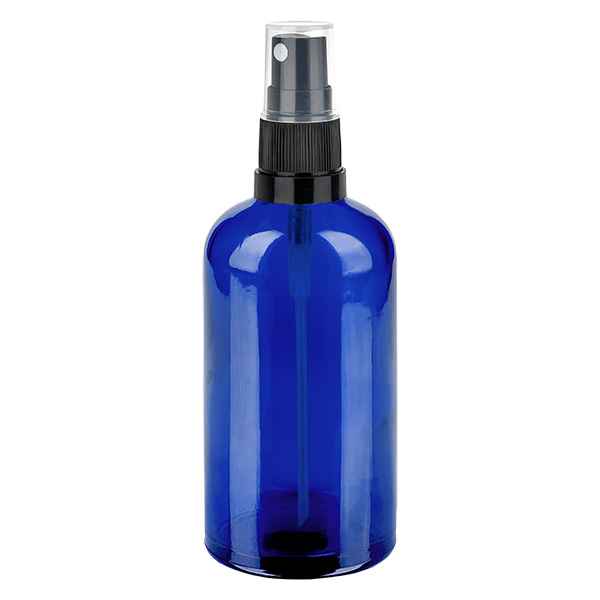 Frasco pulverizador de 100 ml negro/tr. tapón estándar BlueLine UT18/100 Frasco pulverizador de 100 ml negro/tr. tapón estándar BlueLine UT18/100