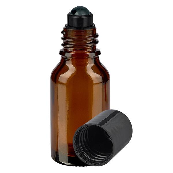Botella de farmacia marrón 30ml tapón roll-on negro Botella de farmacia marrón 30ml tapón roll-on negro