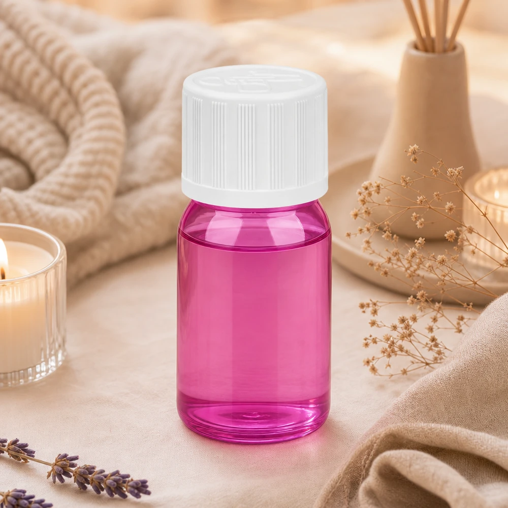 Botella de 5ml tapón de rosca de 11mm blanco estándar a prueba de niños PurpleLine UT18/5 Frasco de aromaterapia de 5 ml con tapón a prueba de niños de color morado brillante para aceites esenciales