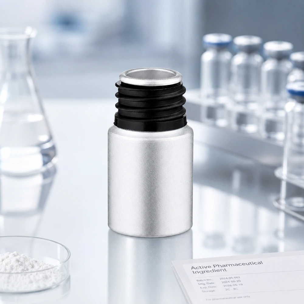 Frasco de aluminio decapado de 10 ml con rosca negra para aplicaciones farmacéuticas