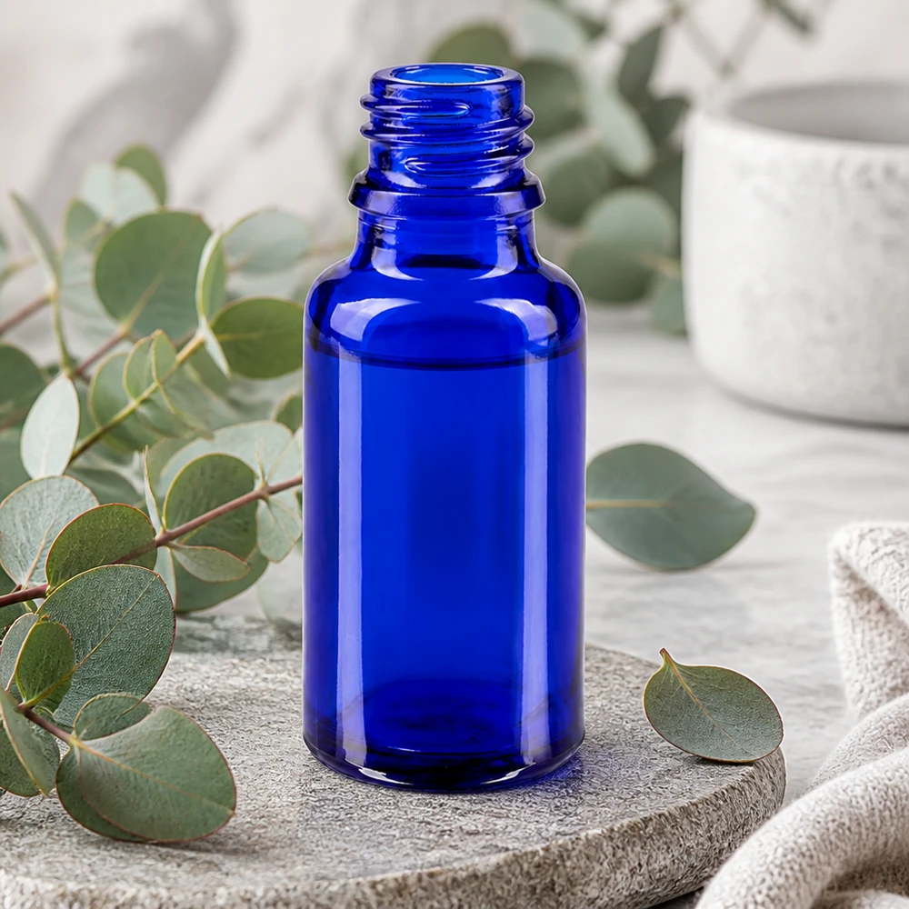 Frasco cuentagotas 20ml DIN 18 VIDRIO AZUL Pequeño frasco de farmacia de 20 ml en azul brillante fabricado en resistente ApoGlas para uso diario